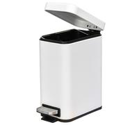 Pedal Bin Waste Rubbish Rectangular Steel White 5L Removable Inner Bin Kitchen