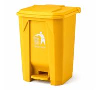 Pedal Bin with Lid, Durable Plastic Recycling Rubbish Waste Dustbin, Hands-Free Foot Pedal Trash Can 30L 50L 80L for Kitchen, Home, Office, Bathroom, Utility Room & Commercial Use (Yellow, 80 Litres)