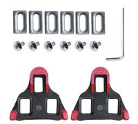 Pedal Cleats, 2-Pack, 6 Degree Float Cycling Shoes Accessories, Memory Positioner for Easy Replacement, 4mm Lateral Adjustment, Road and Indoor Bike Riders(Black-Red)