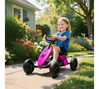 Pedal Go-Kart for Kids with Silent EVA Wheels, Metal Frame, Pink AIYAPLAY Pink One Size