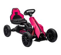 Pedal Go Kart Pink 100x58x58.5cm PP Metal EVA Adjustable Seat Handbrake Max30kg