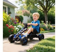 AIYAPLAY Pedal Go Kart, Ride on Racer with Automatic Clutch, Brake, Non-Slip EVA Wheels, Metal Frame, Go Kart for Kids Ages 3-6 Years, Blue