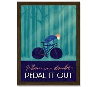 Pedal It Out Cycling Bike Bicycle Quote A4 Artwork Framed Wall Art Print Artery8 Brown One Size