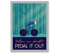 Pedal It Out Cycling Bike Bicycle Quote A4 Artwork Framed Wall Art Print Artery8 Light Grey One Size