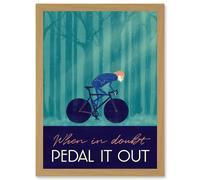 Pedal It Out Cycling Bike Bicycle Quote A4 Artwork Framed Wall Art Print Artery8 Light Oak One Size