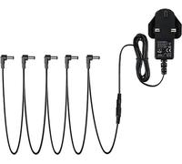 Pedal Power Supply Adapter DPA-1, Donner 9V DC 1A Tip Negative 5 Way Daisy Chain Cables for Effect Pedal