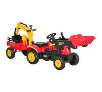 HOMCOM Pedal Powered Tractor Ride-On Car with Moving Bucket Steering Wheel in Red HOMCOM Red