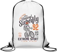Pedal Pusher The Original Superfly Extreme Sport Rider Gym Sack Casual Drawstring Bag White
