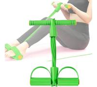 Pedal Resistance Band for Full Body Workout - 4-Tube Sit-Up Pull Rope for Abs, Legs, Arms - EVA Foam Handles - Compact Home Exercise Equipment for Slimming & Strength Training (Green)