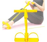 Pedal Resistance Band for Full Body Workout - 4-Tube Sit-Up Pull Rope for Abs, Legs, Arms - EVA Foam Handles - Compact Home Exercise Equipment for Slimming & Strength Training (Yellow)