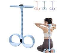 Pedal Resistance Band with Handles, 6 Elastic Tubes & Digital Display Counter, Multifunction Tension Rope/Manual Tension Training Pedal, for Arms Legs Abs Waist blue