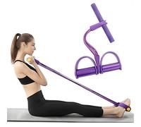 Pedal Resistance Bands with Handle, 4 Tube Ab Workout Equipment, Sit Up Trainer Elastic Pull Rope, Full Body Fitness Expander for Home Gym, Leg Trainer for Abs, Arms, Weight Loss, Yoga