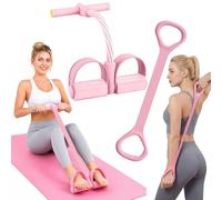 Pedal Resistance Bands with Handle - 4 Tube Ab Workout Equipment, Sit Up Trainer Elastic Pull Rope, Full Body Fitness Expander for Home Gym, Leg Trainer for Abs, Arms, Weight Loss, Yoga