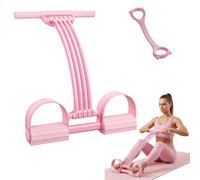 Pedal Resistance Bands with Handle, 8-Tube Natural Latex Pull Rope, 3-in-1 Multifunction Foot Fitness Equipment for Full Body Workout, Stretching, Abs, Arms & Legs (Pink)