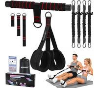 Pedal Resistance Bands with Handle,Exercise Band with Foot Straps | 10-100 lbs expander full body trainer portable abdominal trainer for home, yoga, fitness, workout