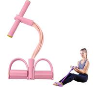 Pedal Resistance Bands with Handles, Upgrade 6-Tubes Manual Tension Training Pedal, Natural Rubber Foot Pedal Resistance Bands, Multifunction Fitness Bands for Abdomen, Waist, Arm, Leg (Pink)