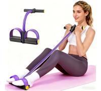 Pedal Resistance Bands with Handles, Upgrade 6-Tubes Manual Tension Training Pedal, Natural Rubber Foot Pedal Resistance Bands, Multifunction Fitness Bands for Abdomen, Waist, Arm, Leg (Purple)