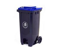 Pedal Wheeled Bin; 120L; Polypropylene; Dark Grey/Blue Lid