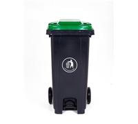 Pedal Wheeled Bin; 120L; Polypropylene; Dark Grey/Green Lid