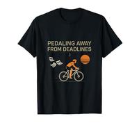 Pedaling Away from Deadlines Cycling Humor Design T-Shirt