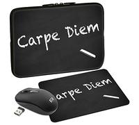 Pedea 10.1" 13.3" 15.6" 17.3" Carpe Diem Design Case Cover + Mouse and Mouse Pad