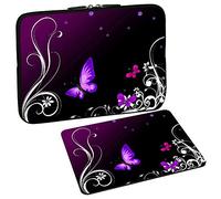 PEDEA Design Laptop Case Sleeve for up to 13.3 inch with mouse pad, Purple Butterfly