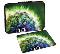 PEDEA Design Laptop Case Sleeve for up to 17.3 inch with mouse pad, Green Hedgehog