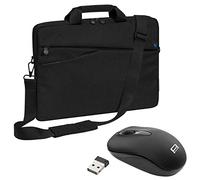 PEDEA Fashion Laptop Bag up to 13.3 Inches (33.8 cm) Shoulder Bag with Shoulder Strap and Wireless Mouse Black/Blue