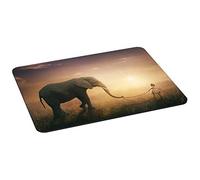 Pedea Gaming and Office Mouse Mat - 350 x 260 mm - with Stitched Edges and Non-Slip Base - Elephant
