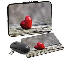 PEDEA Protective Sleeve, Notebook Case 10.1-Inch/13.3 inch/15.6 inch/17.3 inch love 15,6 Zoll + Maus und Mauspad