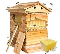 pedenencelia Bee Hive Starter Kit, 2-In-1 Self-Flowing Honey Hive With Queen Excluder & Large Observation Window, Tool-Free Assembly Wooden Bee Box For Effortless Harvesting 7frame