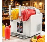 pedenencelia Dual Tank Slushie Machine for Home and Cafe, 7-in-1 Slush & Soft Serve Maker, 4L/135oz Cold Drink Maker, No Ice Needed, 430W Compressor, 7 Presets, Self-Cleaning Milkshake Machine White