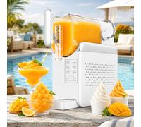 pedenencelia No Ice Needed Slushy Machine, Slushie Machine for Home, 1.8L Chilled Drink Maker & Soft Serve Ice Cream Machine, 6 Preset Modes, LED Display for Milkshakes Frappés Party Drinks White