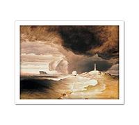 Peder Balke Lighthouse On The Norwegian Coast Large Framed Art Print Poster Wall Decor 18x24