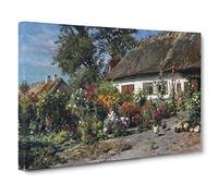Peder Mork Monstead A Cottage Garden Classic Painting Canvas Wall Art Print Ready to Hang, Framed Picture for Living Room Bedroom Home Office Décor, 24x16 Inch (60x40 cm)