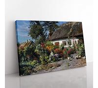 Peder Mork Monstead A Cottage Garden Classic Painting Canvas Wall Art Print Ready to Hang, Framed Picture for Living Room Bedroom Home Office Décor, 76x50 cm (30x20 Inch)