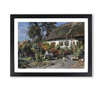 Peder Mork Monstead A Cottage Garden Classic Painting Framed Print | A2 Black Framed Wall Art | Ready to Hang | Cottage Floral Picture | Living Room Bedroom Lounge Office