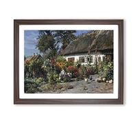 Peder Mork Monstead A Cottage Garden Classic Painting Framed Wall Art Print, Ready to Hang Picture for Living Room Bedroom Home Office Décor, Walnut A2 (64 x 46 cm)