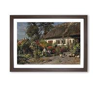 Peder Mork Monstead A Cottage Garden Framed Print | A2 Walnut Framed Wall Art | Ready to Hang | Cottage Floral Picture | Living Room Bedroom Lounge Office