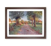 Peder Mork Monstead Farmers Cows Classic Painting Framed Print | A3 Walnut Framed Wall Art | Ready to Hang | Classic Animal Picture | Living Room Bedroom Lounge Office