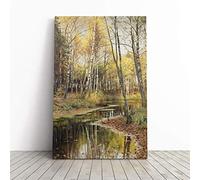 Peder Mork Monsted Autumn in The Birchwood Canvas Print | Gallery Wrapped 30mm Frame Wall Art | 20x14 inches | Ready to Hang | Modern Landscape Picture | Living Room Bedroom Lounge Office