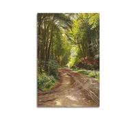 Peder Mork Monsted Painter's Artwork Sunrays on A Forest Road Posters Canvas Wall Art Scroll Picture Print Living Room Walls Decor Homes 16x24inch(40x60cm)
