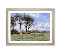 Peder Mork Monsted Sunlit Landscape Classic Painting Framed Wall Art Print, Ready to Hang Picture for Living Room Bedroom Home Office Décor, Oak A3 (46 x 34 cm)