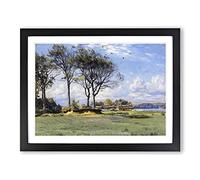 Peder Mork Monsted Sunlit Landscape Classic Painting Framed Wall Art Print, Ready to Hang Picture for Living Room Bedroom Home Office Décor, Black A3 (46 x 34 cm)