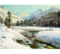 Peder Mørk Mønsted - Winter Landscape in Switzerland near Engadin