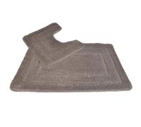 Pedestal and Bath Mat Set - 100% Luxury Microfibre Polyester Quick Drying Toilet / Bathroom Mat Set Design Allure Bath Fashions Lisa Border 2 Piece...