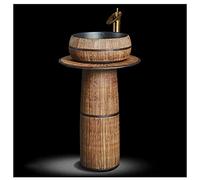 Pedestal Bathroom Sink Ceramics with Pedestal Hard and Easy to Clean Floor Standing Basin Unit, Retro Industrial Style Deco Handcrafted Ceramic wash Basin (3 Piece Set With Faucet) Made in China
