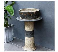 Pedestal Bathroom Sink High Temperature Ceramics 40 * 81cm,floor Standing Basin Unit Retro,basin Sink Waste Slotted With Faucet and Mirror/14257