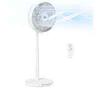 Pedestal Fan 110cm White DC Motor 12 Speeds Remote Timer Sleep Mode 80° Osc Tilt
