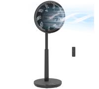 Pedestal Fan Black 110cm DC Motor 12-Speed Remote Timer 90deg Tilt Oscillate LED